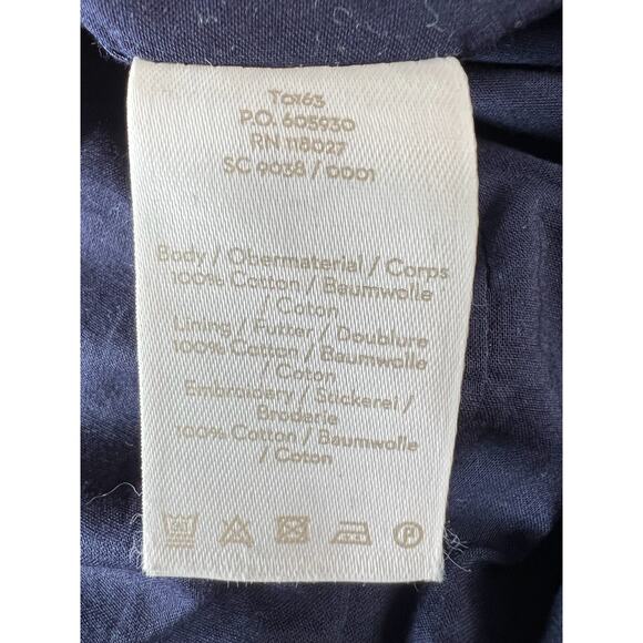 Boden Embroidered Knee Length Skirt 100% Cotton Navy Blue Sz 10 Zip Back Closure - Picture 7 of 7